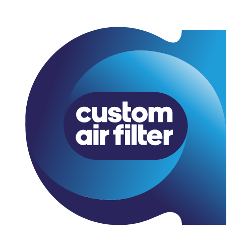 Custom air filter logo in blue