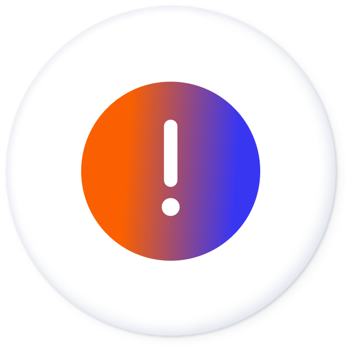 Disclaimer icon with exclamation mark in gradient color